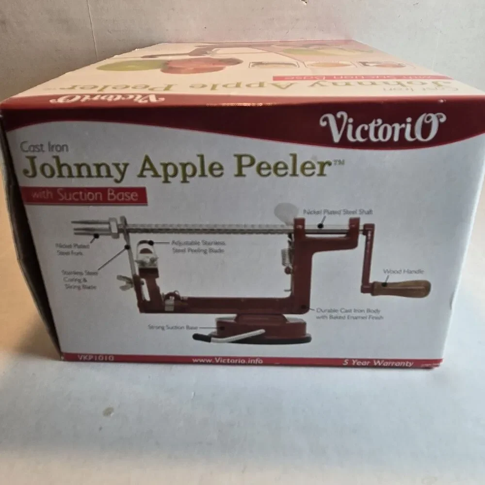 Apple Peeler by VICTORIO Peeler/Slicer -StrongSuction Base Red In Original Box